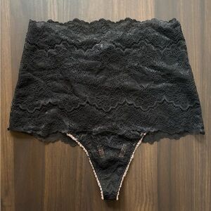 Victoria’s Secret high waisted black lace thong Small